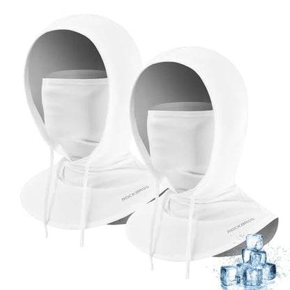ROCKBROS Cooling Balaclava Face Mask 3 in 1 Full Face Mask for Summer with Ear Loops Neck Gaiter Sun UV Protection - color: White*2