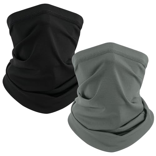 TICONN Neck Gaiter Face Cover Scarf, Neck Warmer Breathable Sun & Wind-proof for Skiing Fishing Hiking Cycling - color: 1 Black+1 Dark Gray, style: Quick Dry