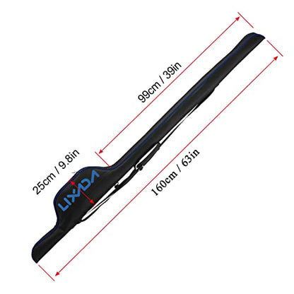 Lixada 63 Inch Fishing Rod Bag Portable Fishing Rod Reel Protective Case, Folding Fishing Pole Holder Cover Rod Tackle Organizer - color: Blue