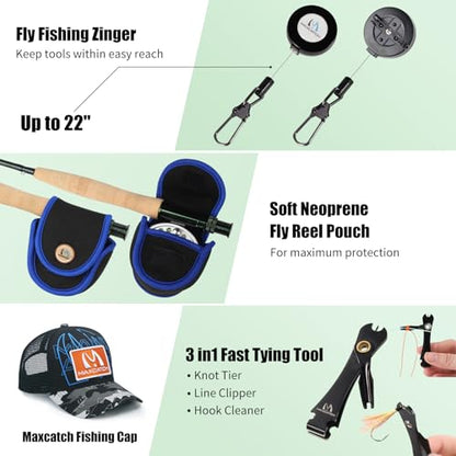 M MAXIMUMCATCH Maxcatch Extreme Fly Fishing Combo Kit 3/5/6/8 Weight, Starter Fly Rod and Reel Outfit, with a Protective Travel Case - color: 4wt 8‘6“ 4pc Rod,3/4 Reel
