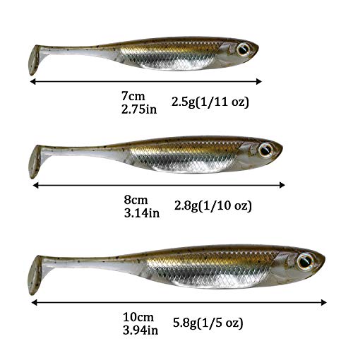 QualyQualy Soft Plastic Swimbait Paddle Tail Shad Lure Soft Bass Shad Bait Minnow Paddle Tail Swim Bait for Bass Trout Walleye Crappie - 2.75in, 3.14in, 3.94in, 5in - color: 5#, size: 3.94in - 5Pcs