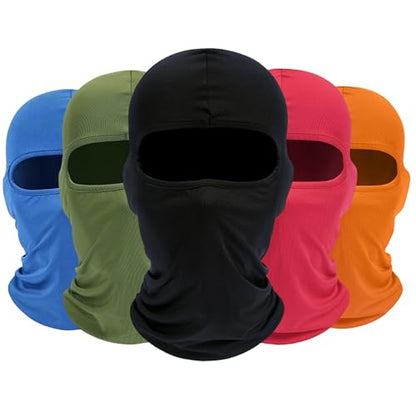 ROXUN Balaclava Ski Mask, 5 Pack Neck Gaiter Motorcycle Summer Cooling | UV Protection Shiesty, Windproof Scarf for Men/Women, Face Mask, Versatile Use - color: Black+army Green+red+sky Blue+orange