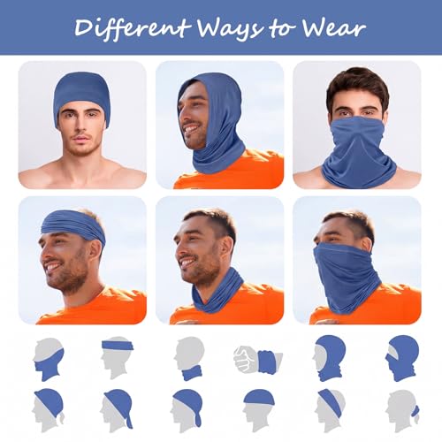 Geyoga Summer UV Protection Cooling Neck Gaiter | Sunscreen Breathable Face Scarf Bandana Mask Neck Gaiter for Outdoor Fishing Hiking Camping - color: Blue‑gray