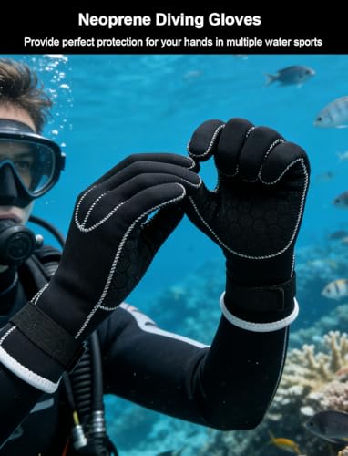 SUJAYU 3mm Neoprene Gloves Diving Gloves Wetsuit Gloves, Anti Slip Waterproof Fishing Gloves with Adjustable Wrist Strap, Water Proof Scuba Gloves Sailing Gloves Men & Women - size: X-Large