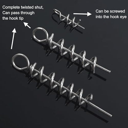Soft Lure Bait Spring Twist Lock,100pcs Fishing Crank Hook Centering Pin Soft Lure Bait Worm Crank Swimbait Keeper Needle Springs Screw Lock Fixed Latch - size: L-100PCS