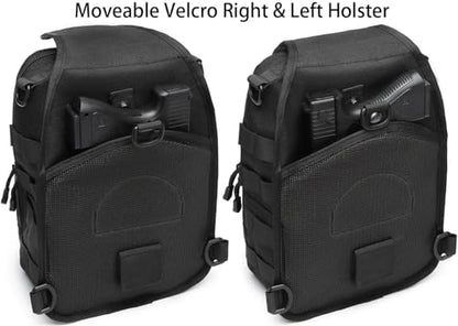 Tactical Sling Backpack Holster Range Shoulder Bag 15L Crossbody Bag Water Bottle Holder Radio Pouch 6 Elastic Slots - color: Black