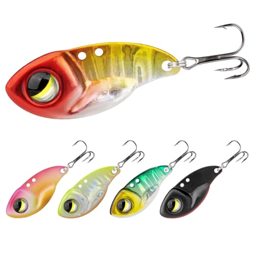 TRUSCEND Vibespinner Easy Catch Fishing Lures with BKK Hooks, Tail Spinner Baits with 4 Actions, Vibrating Swimming Flashing & Jigging for More Bites, Spoon Lures for Bass Trout Crappie Walleye Pike - color: C1-0.07oz-0.8"