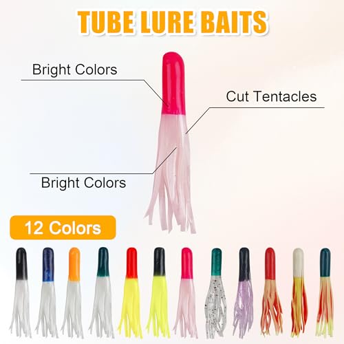 Soft Plastic Fishing Lure Jig Head Hook Kit,Grub Worm Lures Crappie Jigs Head Grub Tail Swimbait Tube Bait Jigs for Saltwater Freshwater, Trout Crappie Fishing - color: 140PCS Sets