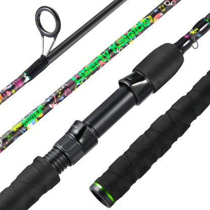 SOUGA Fishing Rod, Liberty Kaleido Carbon Spinning & Casting Rod, 2 Piece Medium Action Bass Trout Rod with SIC Ceramic Guides, EVA Grip, Reel Seat, Hook Keeper, 5.6 & 6ft, 4-14lb Line - size: 5.9 Feet