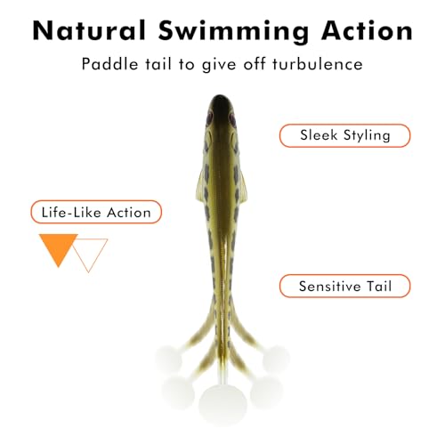 TRUSCEND Shadtale Easy Catch Soft Fishing Lures, Unique Vibration and Action for Various Rigs, Paddle Tail Swimbaits Trailer for Bass, Trout, Crappie, Walleye, Redfish, Saltwater & Freshwater Fishing - color: 6",12pcs,1oz