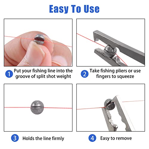 Split Shot Fishing Weights Sinker Kit, 120g/Box Round Split Shot Sinker Removable Fishing Weights Egg Sinkers for Saltwater Freshwater 7 Sizes - style: Blue Box