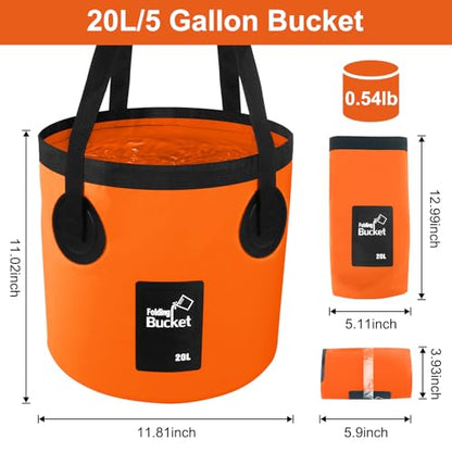 5 Gallon Bucket, Collapsible Bucket with Handle for Outdoor Beach Fishing Gardening, Folding Car Wash Buckets Mop Water Storage Laundry Wash Basin for RV Household Cleaning Supplies Camping Essentials - size: 20L