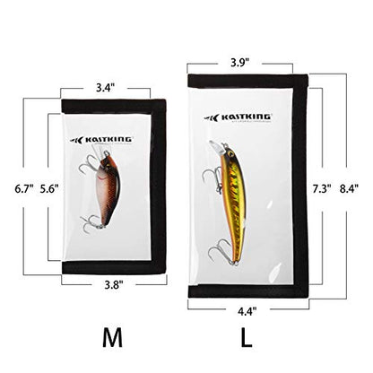 KastKing Madbite Lure Wraps, Available in Two Sizes, Keeps Lures Safe, Durable & Clear PVC, Easily See Lures, Easy Open and Close Hook & Loop System, Great Value, Includes 4 Lure Wraps - color: B: 4 Pack, Large (7.48“x 3.89”)