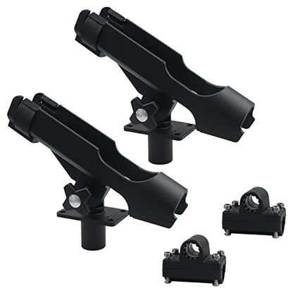 Fishing Rod Holder for Boat Adjustable 360° Rotation Hands-Free Fishing Pole Rod Racks No-Drill Rail Mount Rod Holders for Multi-Rod Setup Kayak, Pontoon, Boat Fishing - color: RH40 Multi-Positional Mounting 2pcs