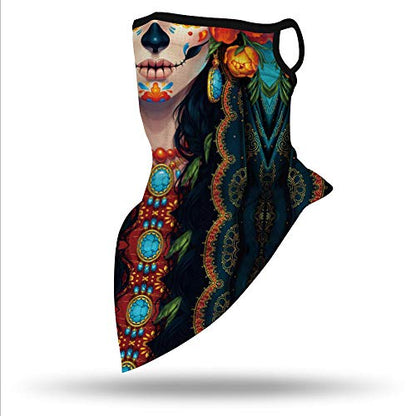YAYOUREL Neck Gaiter Face Mask Bandanas for Men Women UV Face Scarf Cover Ear Loop Hole Facemask for Fishing Running Cycling - color: Red Black Blue