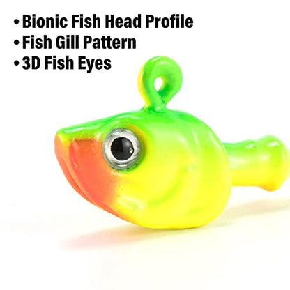 Dr.Fish 10 Pack Swimbait Jig Heads, Saltwater Fishing Jig Heads 3D Eyes High Carbon Steel Hooks Surf Fishing Lures Flounder Striper Halibut Pompano Bass - color: Firetiger, size: 1oz-Hook#5/0