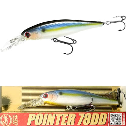 LUCKY CRAFT Pointer 78DD Freshwater Fishing Lure and Gear for Bass & Trout, 3 inch Deep Diving Suspending Jerkbait Fishing Line, Pressure-Ready Fish Bait, Premium Gear for Tackle Box, - color: 183 Pearl Threadfin Shad