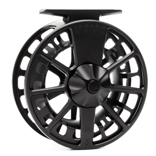 LAMSON | Guru S-Series -3+ Fly Fishing Reel | All-Water | Large Arbor, Fully CNC Machined/Anodized, Lightweight Durability - color: Blackout, size: -7+