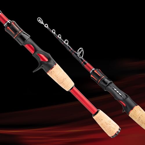 EOW XPEDITE LITE Portable Telescopic Fishing Rods & Combo, Spinning & Casting Fishing Poles, 24T Carbon Rod Blanks, Solid Carbon Tip, Split Cork Grips, Travel Rod, Combos with 5+1BB Spinning Reel - size: 6'6"-M-Fast, style: Rod- Casting