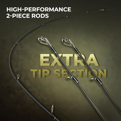 KastKing Spartacus Defender Twin-Tip Fishing Rod and Reel Combo, Spinning & Baitcaster Combo, KastFlex IM7 Graphite 2-Piece Blanks with Backup Tip Section, PTS System, EVA Handles - style: Spin-7'0" Mh-3000 Reel (2pcs+ Extra Tip)
