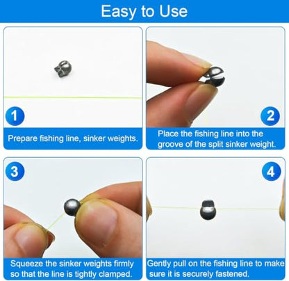 SANWEAL120PCS/200PCS Fishing Weights Sinkers - Premium Split ShotFishing Weights Sinkers - Round Removable Fishing Sinkers - 5/6 Sizes - style: Duckbill/120