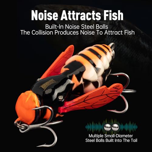 Kingdom Wasp Crawl Bait Insect Bionic Floating Fishing Lures Swimbaits Hard Artificial Baits Lure Freshwater and Saltwater Bass Carp Pike Walleye Fishing ABS Material Carbon Steel Three Book Hook - color: 03, size: 4.2g