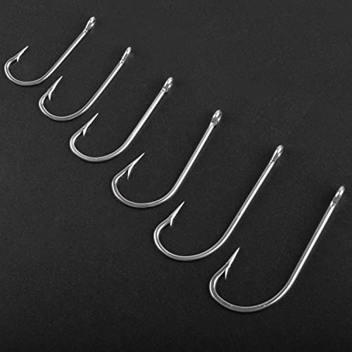O'shaughnessy Saltwater Fishing Hooks Kit, 100pcs Long Shank Stainless Steel Sea Hooks Assortment for Freshwater and Saltwater