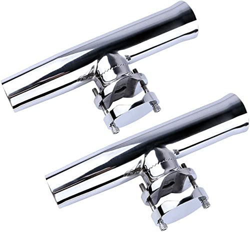 Fishing Rod Holders for Boat, 2 Pack Stainless Steel Tournament Style Boat Rod Holder Clamp for Boat 1-1/4" to 2" Rail with Gimbal Pin