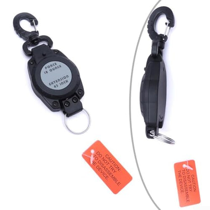 Diving Gear Retractor With Clip Anti-Lost Retractable Rope 41 Inch For Scuba Diving Snorkeling Freediving Spearfishing Swimming Equipment ABS 316 Stainless Steel Black