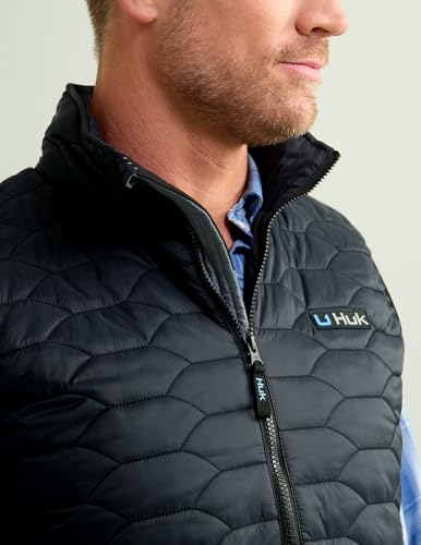 HUK - Men's Scale Vest, DWR Insulated Performance Fishing Vest - color: Black, size: XX-Large
