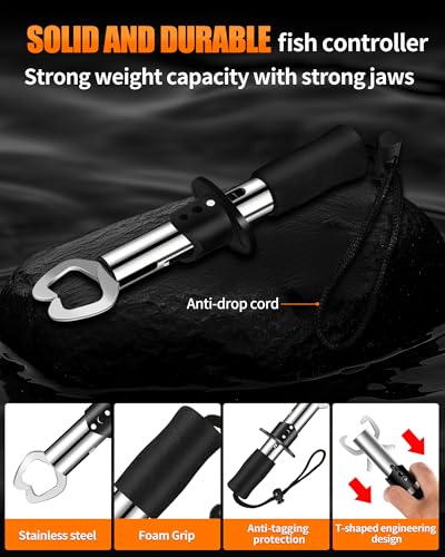 Fish Lip Gripper，Fishing Split Ring Pliers，Fish Hook Remover Tool Kit，Fishing Gear Gift for Men，Saltwater Line Cutting Fishing Tackle，Accessory Set