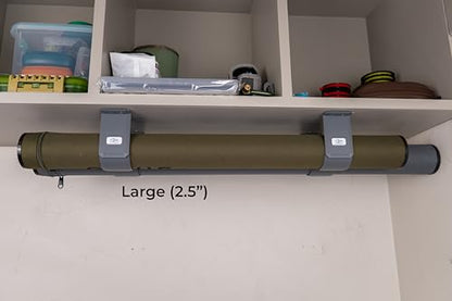 Fly Rod Tube Holder – Under Shelf & Ceiling Mount | Holds 2 Fly Rod Tubes | PETG, Made in USA | Fits Standard 2" & Large 2.5" Hard and Cloth Rod Tubes (2 Pack) - color: Black, size: Standard (2")
