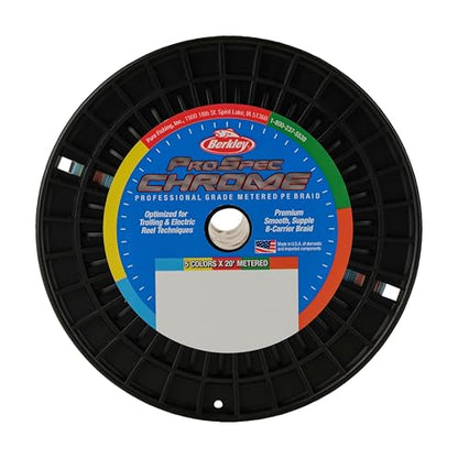 Berkley ProSpec Chrome Braided Fishing Line, 5-Color Metered, 65 lb | 29.4 kg, 3500 yd | 3200 m, Suitable for Saltwater Environments