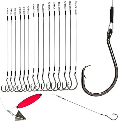 Dovesun 30PCS/20PCS Circle Hooks Fishing Pre-Rigged Catfish Rig for Saltwater Freshwater Catfish Hooks with Wire Leader 2/0 4/0 6/0 8/0 10/0 - color: A-2/0 4/0 6/0 8/0 10/0 Circle Hooks Kit-30PCS
