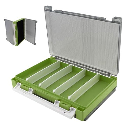 Double Sided Fishing Lure Box Organizer, Fishing Tackle Box Storage Hard Plastic Container Case for Lure Bait Hooks Beads (Green, 7.8 * 5.8 * 1.6 inch) - color: Green
