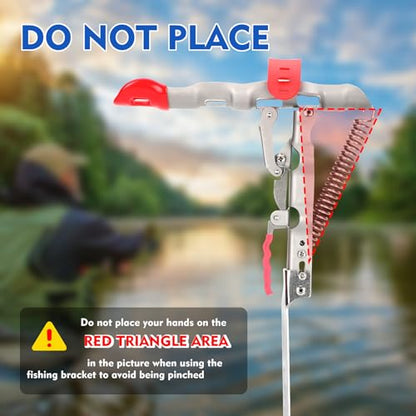 Automatic Spring Fishing Rod Holde, Stainless Steel Folding Rod Stand Ground Support Brackets Have Two Springs, Sensitivity is Adjustable and Works on Bull Sized Bluegill and UP