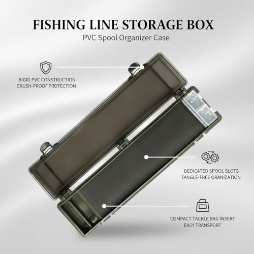 Green PVC Fishing Line Spool Organizer Box - Compact Tackle Storage Case for Braided Lines & Rigs, Portable Bag Insert (1 Pack)