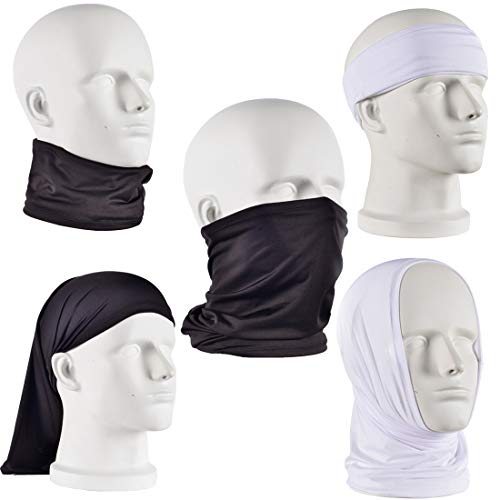 UV Face Cover Neck Gaiter Mask Dust Protection Magic Scarf Wind Bandana Balaclava for Summer Running Fishing 4 PCS - color: 2 Black + 2 Grey