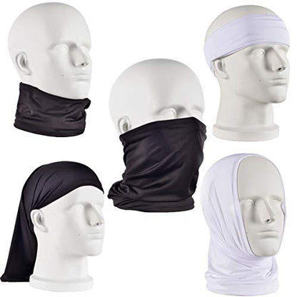 UV Face Cover Neck Gaiter Mask Dust Protection Magic Scarf Wind Bandana Balaclava for Summer Running Fishing 4 PCS - color: 2 Black + 2 Grey