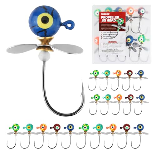 Propeller Jig Heads Mixed Set - 15PCS Fishing Jig Heads with Spinner Blades, 4 Sizes, Sharp Hooks, for Freshwater and Saltwater - size: Mixed Sizes-20pcs