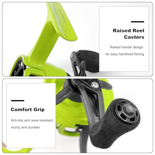 Ice Fishing Reels 3.2:1 Gear Ratio Ultra Smooth 3+1Ball Bearings Strength CNC-machined Aluminum Inline Ice Fishing Reel with Left/Right Hand Retrieve - color: Green-Left Hand Retreive