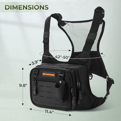 KastKing Bait Boss Water-Resistant Fishing Chest Pack With EVA Zip-Down Workstation, MOLLE Storage, Adjustable Chest Straps - color: A: Black