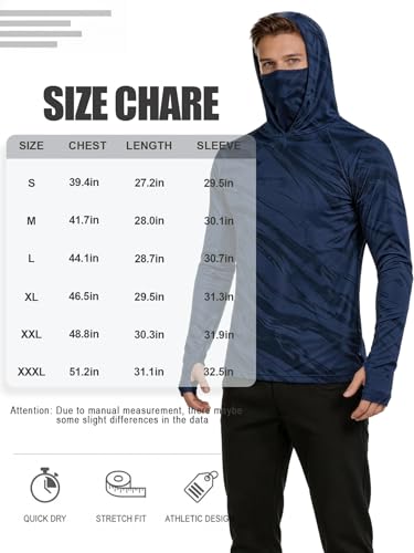 5 Pack Men's Camouflage Long Sleeve Hooded Shirt with Balaclava Face Mask,Sun Protection Fishing Hunting Rash Guard - color: 5color a Set, size: Medium