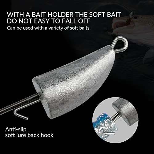 THKFISH Weedless Swimbait Jig Heads for Bass Fishing, Weighted Texas Rig Hook Fishing Hooks Saltwater Freshwater 1/8 oz, 1/6 oz, 1/4 oz, 3/8 oz, 1/2 oz,3/4 oz - color: Silver A, size: 3.5g(1/8 oz)-10pcs