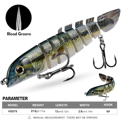 Crankbait Fishing Lure Pike Muskie Lures Lifelike Multi Jointed Swimbait Segement Hard Minnow Bait Treble Hook - color: HS075DEF-3pcs/set