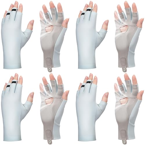 Jiuguva UPF50+ Fishing Gloves Fingerless UV Protection Gloves Palm Design Extended Cuff for Men Women Outdoor Fishing Hiking and Cycling