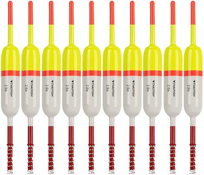 THKFISH Fishing Bobbers Fishing Floats and Bobbers Slip Bobbers for Fishing Balsa Floats Crappie Fishing Bobbers Fixed Bobber (1.5"X0.59"X5.4") (2.5"X0.59"X5.4") - color: Yellow-White-2IN