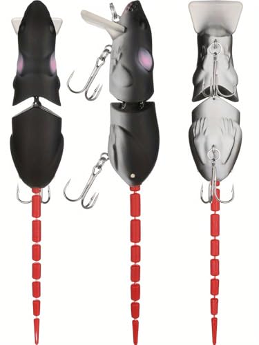 3pcs Topwater Bass Lures, Saltwater Fishing Lure Kit, Propeller Hard Fishing Bait, Top water Trout Pike Perch Musky Crappie Lures, Crankbait with Floating Rotating Tail Tractor (AH8515N- 3.35" 0.53oz)