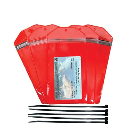 5 Pack, Fluorescent Orange, Vertical, Zipped, Hunting & Fishing License Holder, Includes Zip Tie, Made in USA - style: 5 Pack-Flourescent Orange