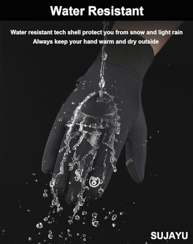 SUJAYU Winter Gloves Men Women, Cold Weather Touch Screen Gloves for Running Cycling Driving Men Women, Warm Gloves Waterproof in Winter Autumn Spring - color: Grey, size: Large